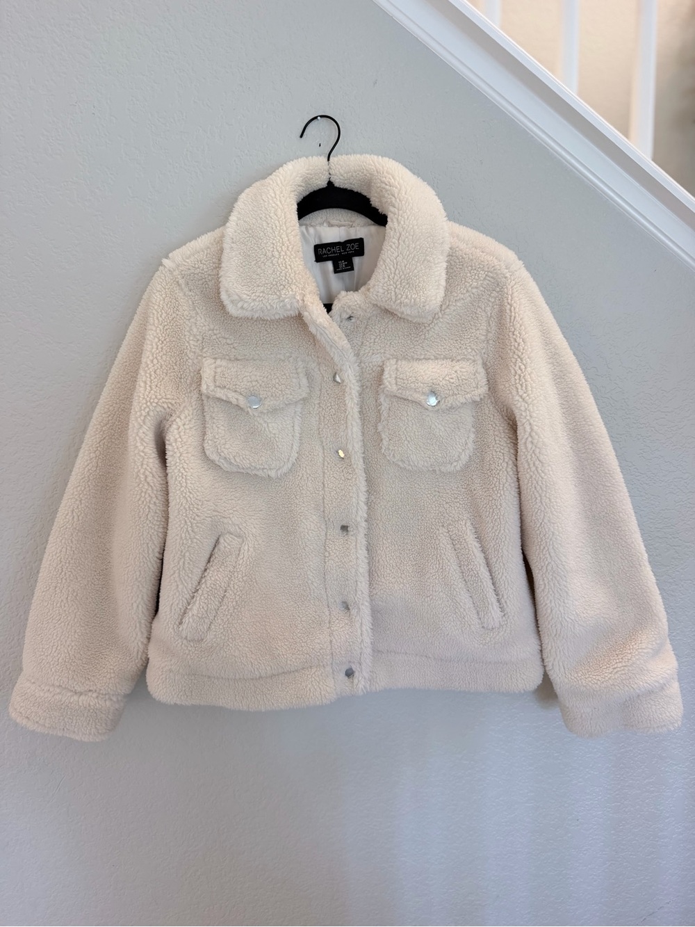Rachel Zoe Cream Sherpa Teddy Trucker Jacket – Size M